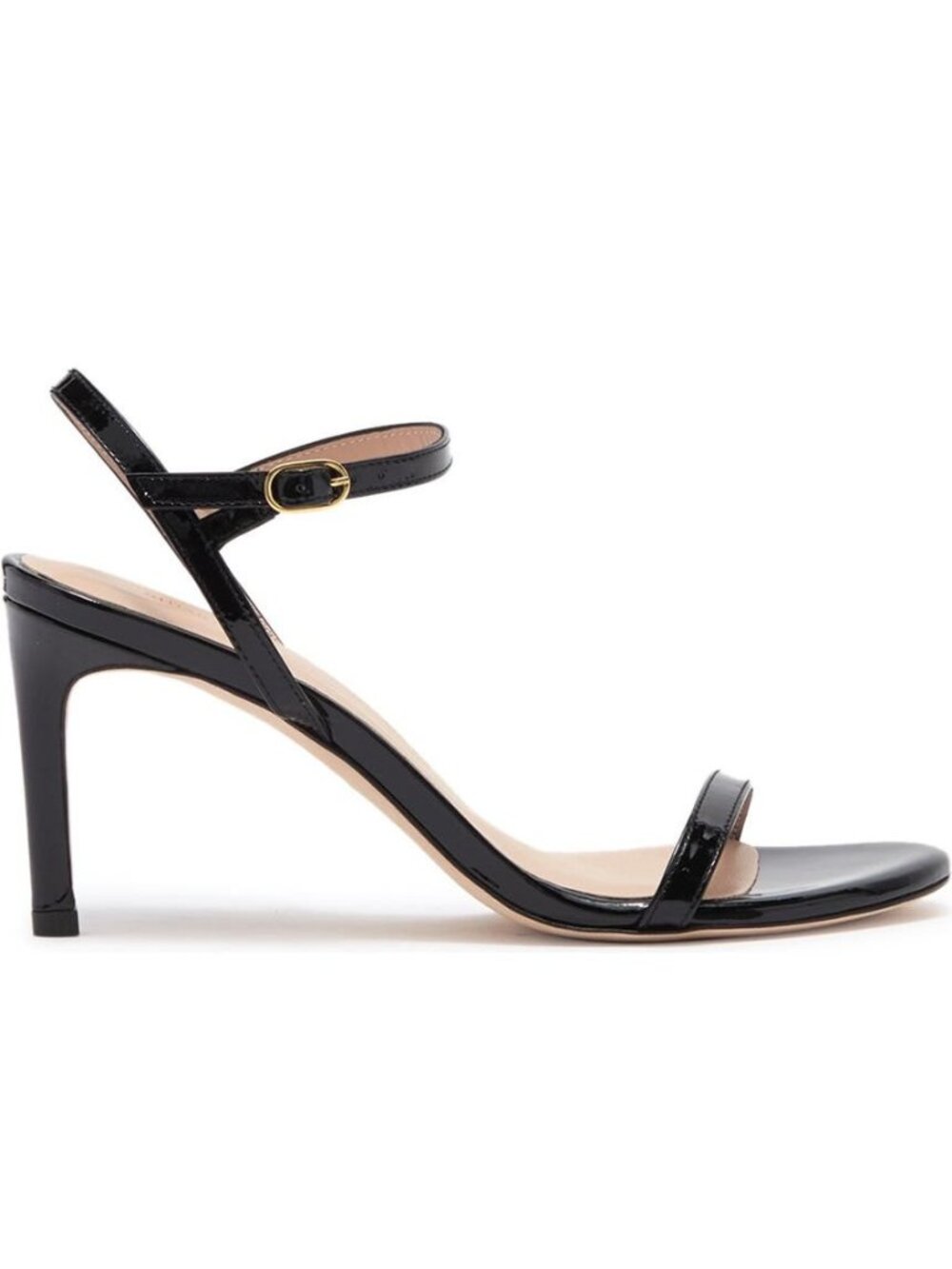 New Stuart Weitzman Kassidy Black Leather Sandal US 11B Open Toe Ankle Strap
